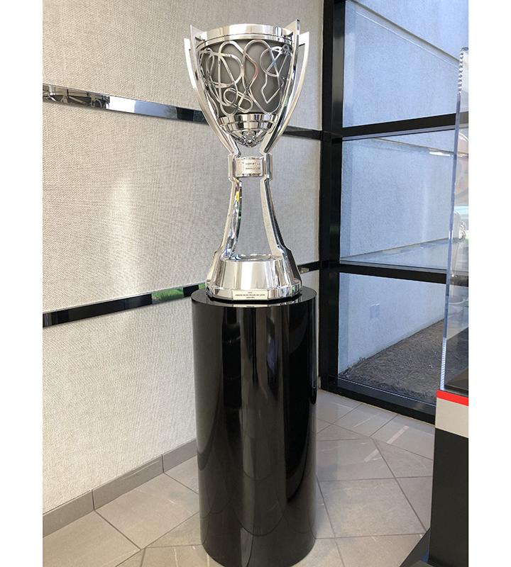 Black Gloss Laminate Cylinder Pedestal (*artwork not included) – Pedestal Source