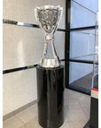 Black Gloss Laminate Cylinder Pedestal (*artwork not included) – Pedestal Source