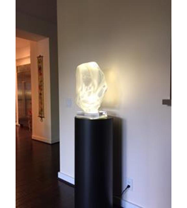 Black Laminate Cylinder Pedestal with Spotlight - Pedestal Source