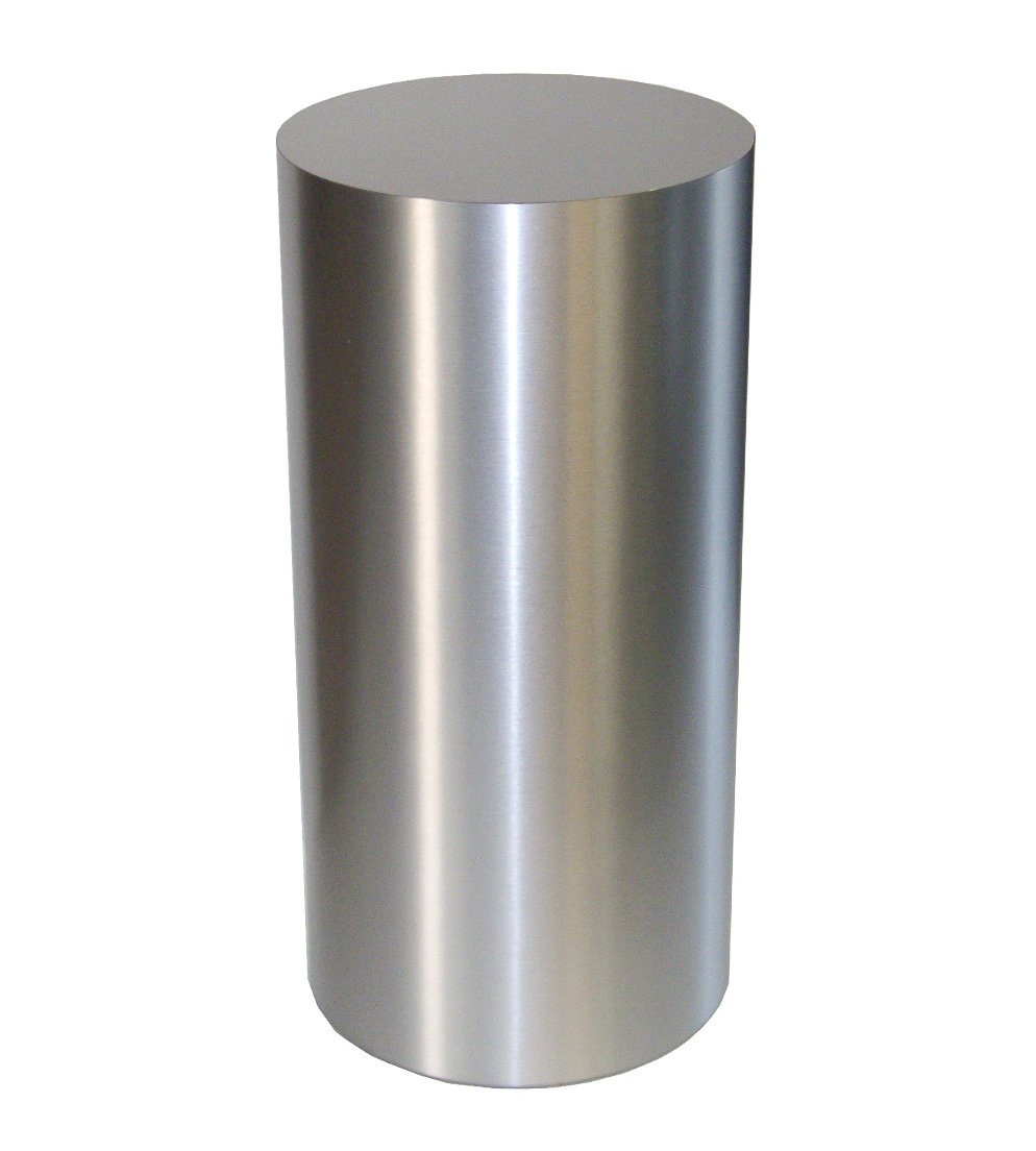 Brushed Aluminum Laminate Cylinder Pedestal 12&quot; dia 3&quot; – Pedestal Source