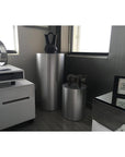 Brushed Aluminum Laminate Cylinder Pedestal – Pedestal Source