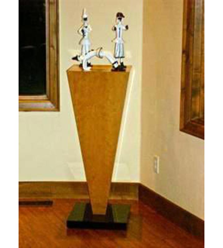 Image Pedestal, Cherry Wood Veneer w/ Black Gloss Base – Pedestal Source
