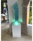 White Laminate Pedestal with Spotlight – Pedestal Source
