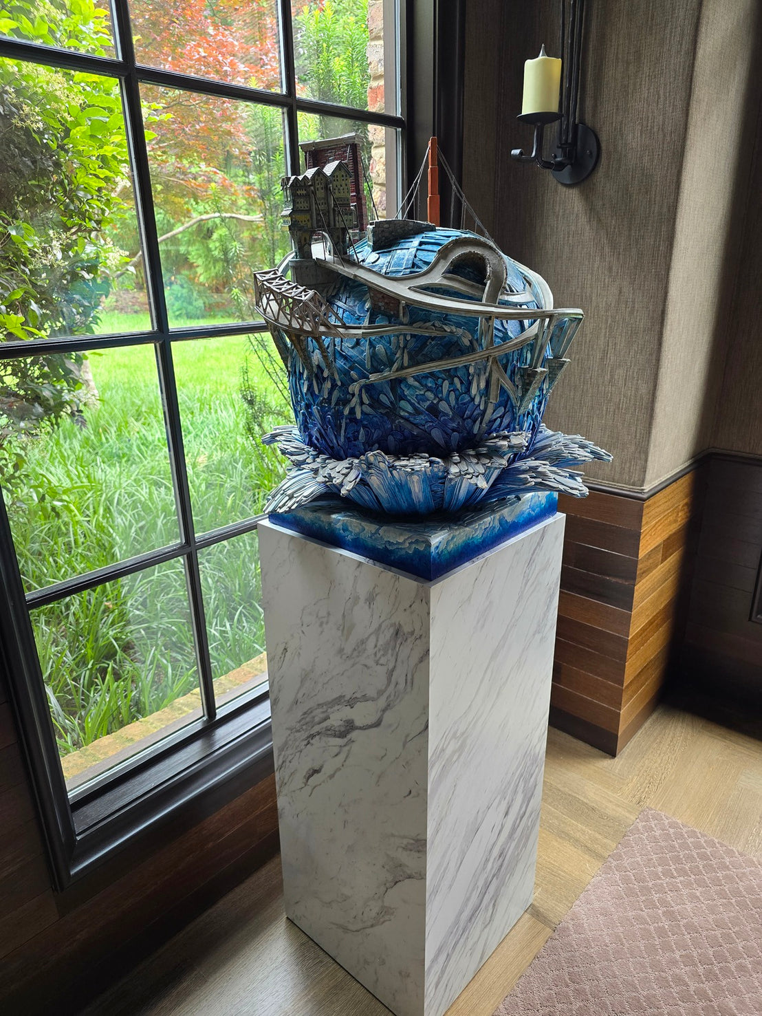 Calcutta Marble Laminate Pedestal