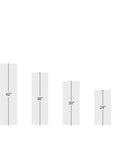 Pedestal size visual with 66" female figure to show how tall different pedestals look.
