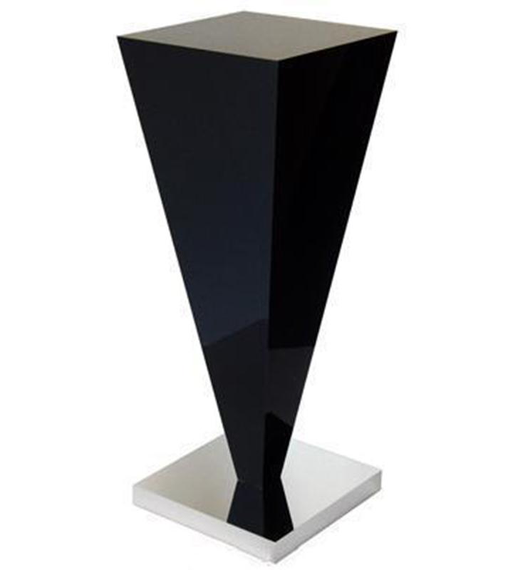 Black Gloss Image Pedestal w/ Chrome Base 11-1/2&quot; x 11-1/2&quot; 30&quot; -- – Pedestal Source