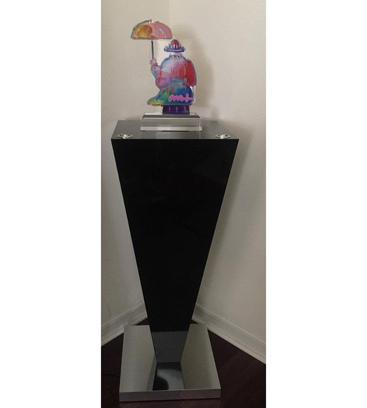 Black Gloss Image Pedestal w/ Chrome Base – Pedestal Source