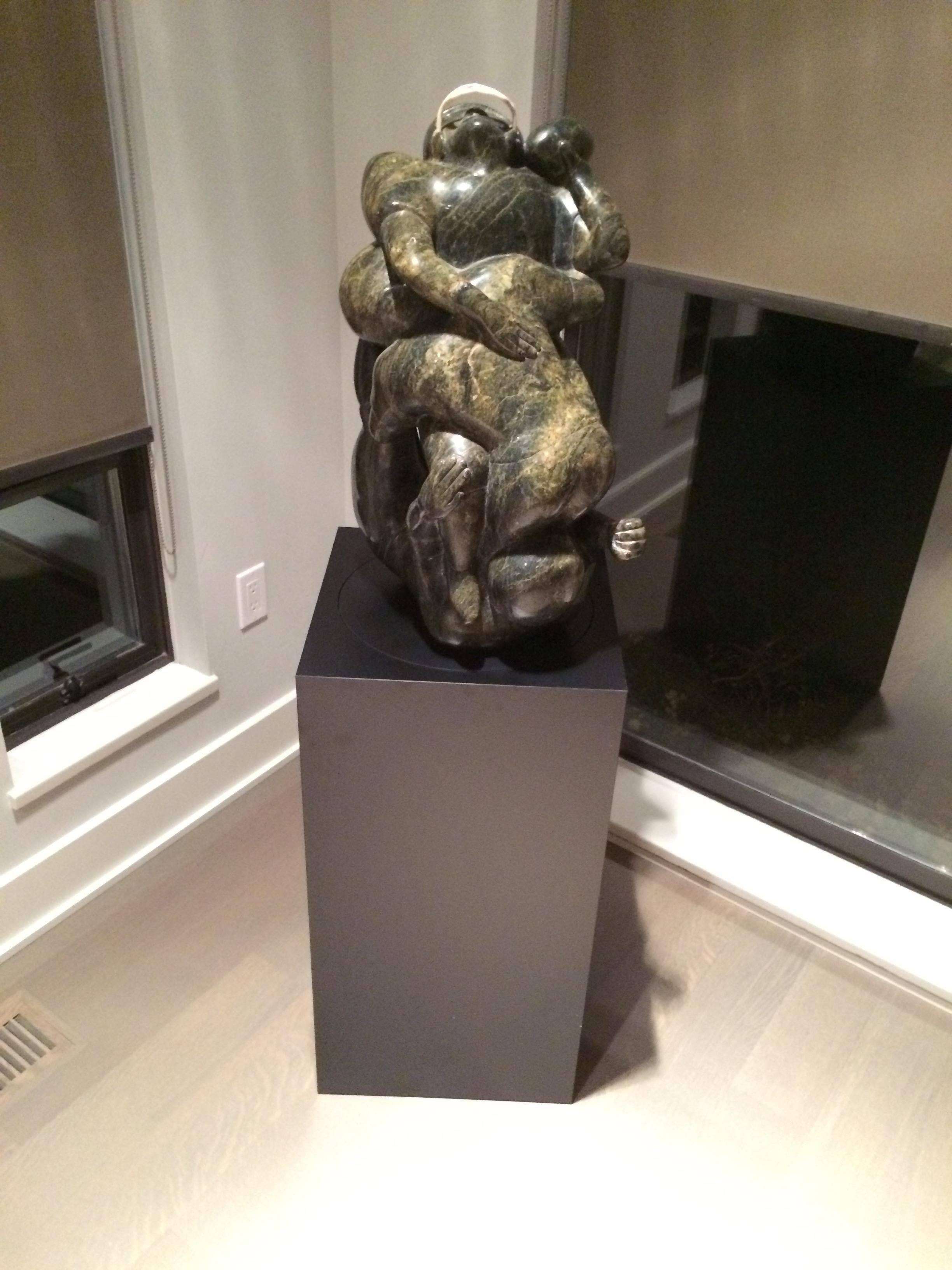 Black Laminate Pedestal with Turntable - Sculpture Display