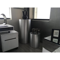 Brushed Aluminum Laminate Cylinder Pedestal – Pedestal Source