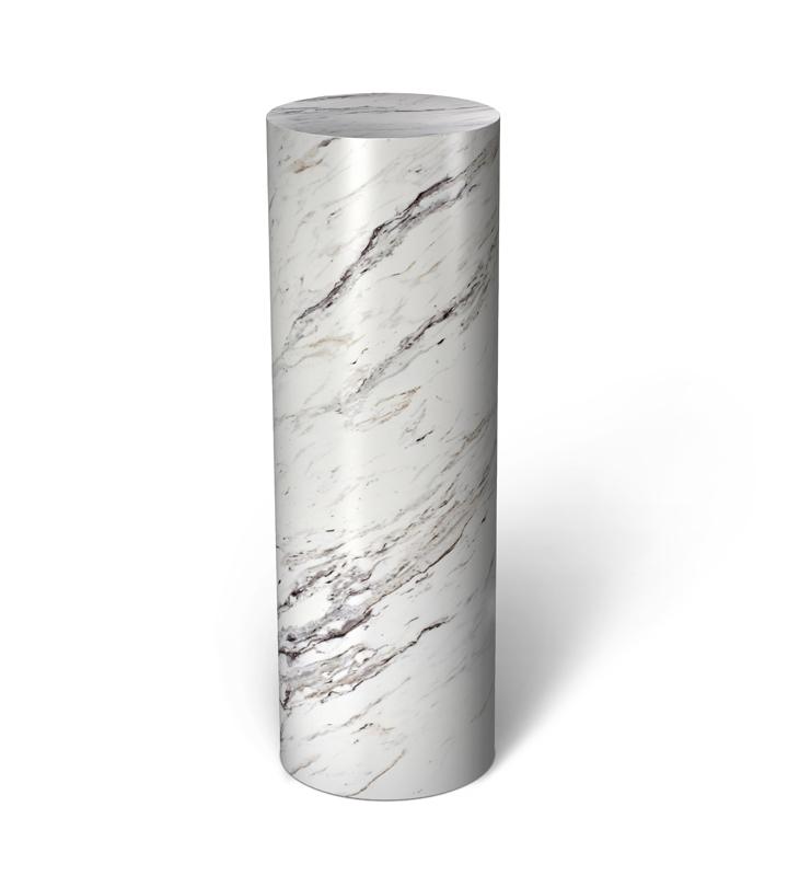 Calcutta Marble Laminate Cylinder Pedestal 12&quot; dia 12&quot; – Pedestal Source