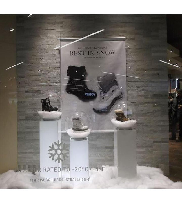 Lighted Acrylic Pedestals in Retail Window Display