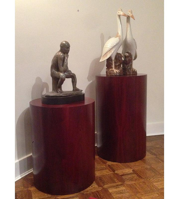 Mahogany-Dyed Walnut Cylinder Pedestal