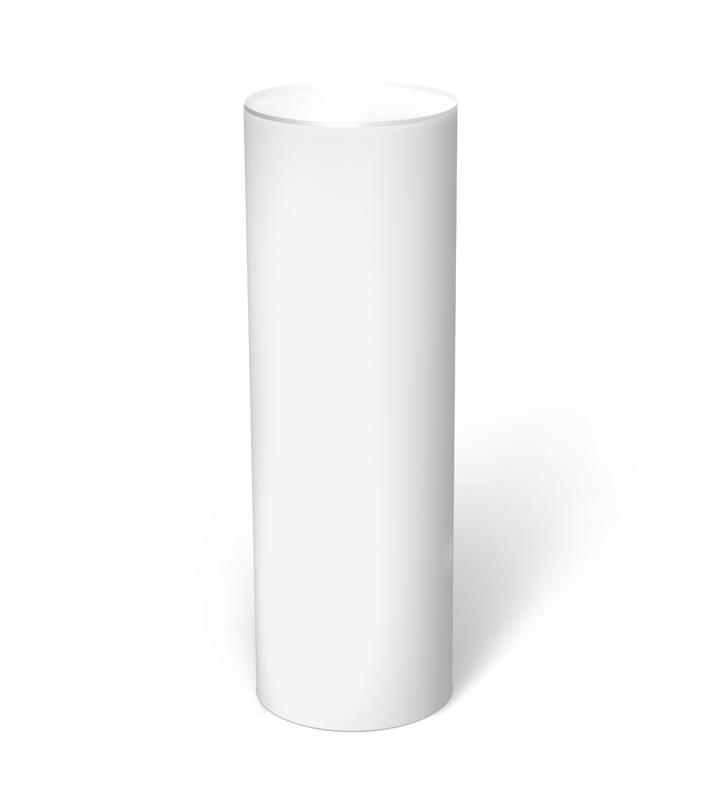 White Satin Laminate Cylinder Pedestal 12&quot; dia 12&quot; Ambient Light – Pedestal Source