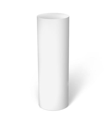 White Satin Laminate Cylinder Pedestal 12" dia 18" -- – Pedestal Source